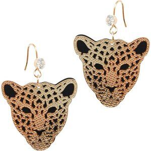 Luxury 2-Layer Dangle Leopard Head Earrings with Gift Box - Fashionable Style
